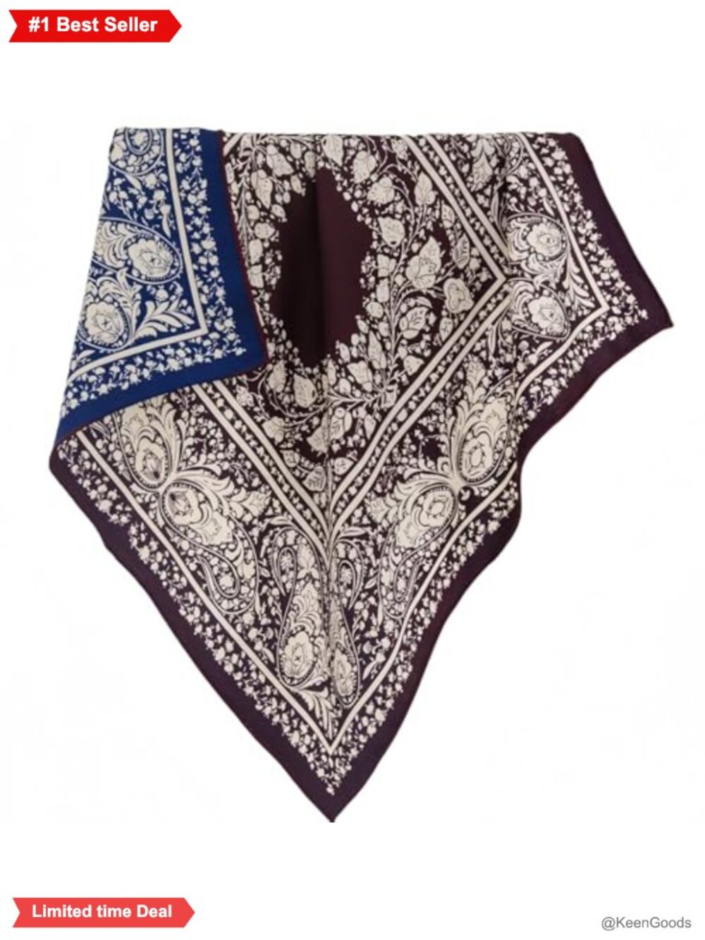 Silk-Wool Blend Square Scarf 26x26 Soft Warm Breathable Reversible Printed